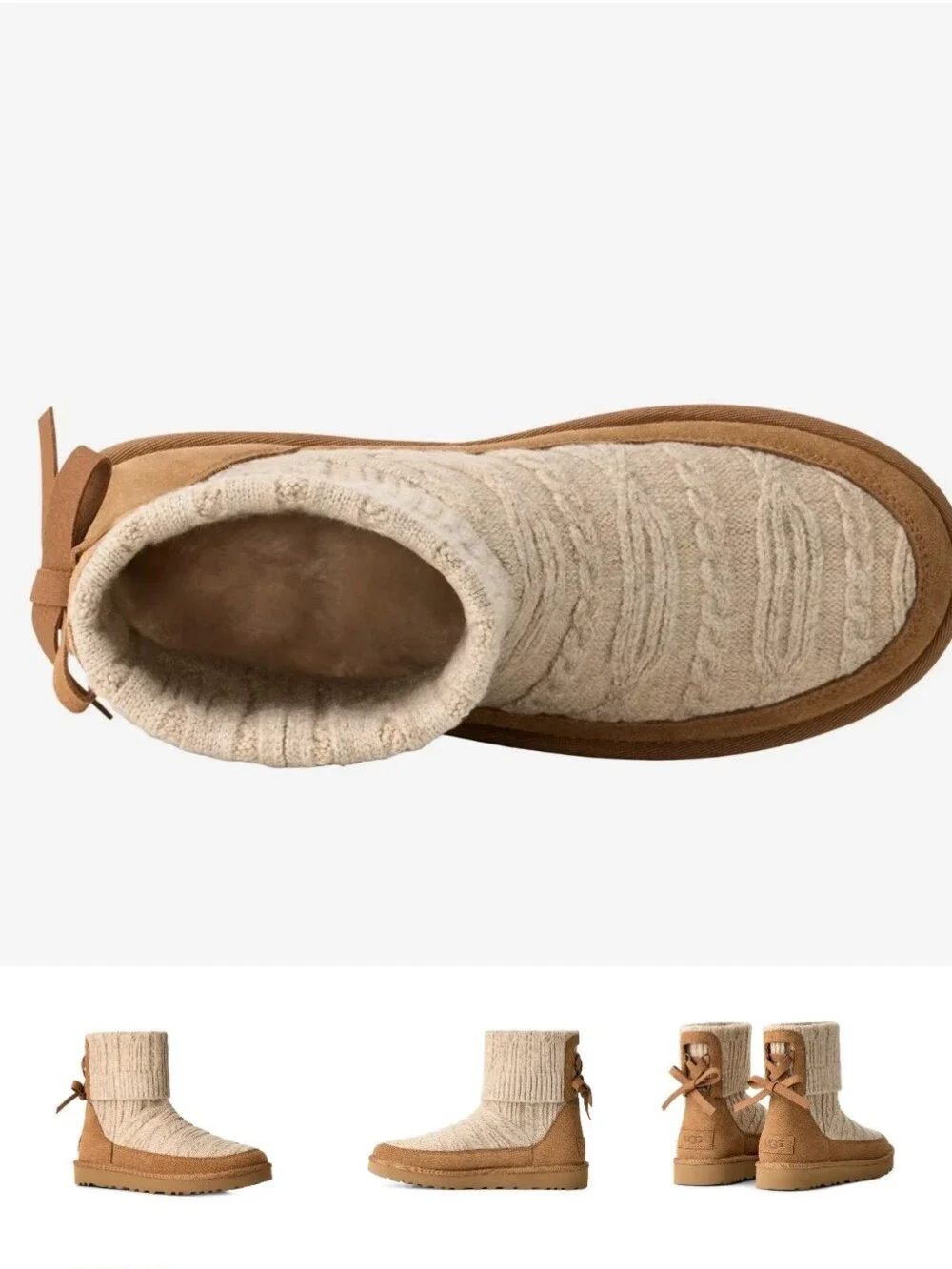 UGG W Classic Mini Cabelle Knit Boots- Chestnut-Size-9